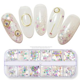 1Box Nail art sequins 12 grid box decoration magic blue transparent mermaid sequins