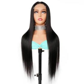 Glueless Transparent HD 4*4 Frontal 4x4 Lace Front Brazilian Real Human Hair Yaki Kinky Straight Closure Wig For Black Women (Stretched Length: 28 Inches (711mm) (+$153.00))