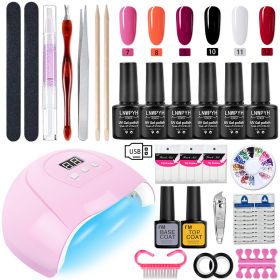 LNWPYH Nail Set UV LED Lamp Dryer With 18/12 pcs Nail Gel Polish Kit Soak Off Manicure Tools Set electric Nail drill Nail Tools (Color: S039-X4-(7-12))