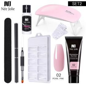 Nail Gel Set 6W LED Lamp Full Manicure Set Quick Extension Nail Kit Gel Building Polygels Set For Nails Tool Kit Nail Art Kit (Color: seven piece set 2)