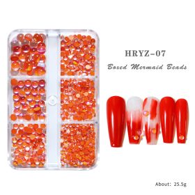 1Box Nail jewelry candy color mermaid illusion round glass crystal beads mixed with macaron nail jewelry diamond (Color: HRYZ-07)