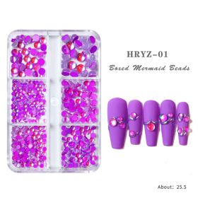 1Box Nail jewelry candy color mermaid illusion round glass crystal beads mixed with macaron nail jewelry diamond (Color: HRYZ-01)