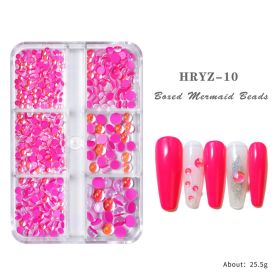 1Box Nail jewelry candy color mermaid illusion round glass crystal beads mixed with macaron nail jewelry diamond (Color: HRYZ-10)