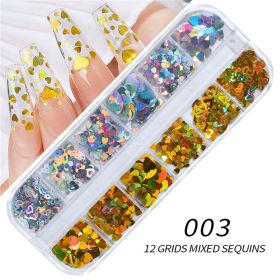 1Box 12 Girds 5 Colors various styles of Nail Art Sequins Different Size Mixed Nail Art Decorations Nails Accessories (design: 3)