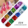 1Box 12 Girds 5 Colors various styles of Nail Art Sequins Different Size Mixed Nail Art Decorations Nails Accessories