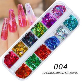 1Box 12 Girds 5 Colors various styles of Nail Art Sequins Different Size Mixed Nail Art Decorations Nails Accessories (design: 4)