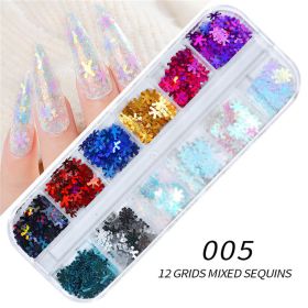 1Box 12 Girds 5 Colors various styles of Nail Art Sequins Different Size Mixed Nail Art Decorations Nails Accessories (design: 5)