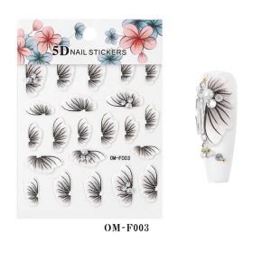 1 piece 2021 new technology thin transparent three-dimensional embossed flower system nail stickers 5D adhesive nail stickers embossed (design: OM-F003)