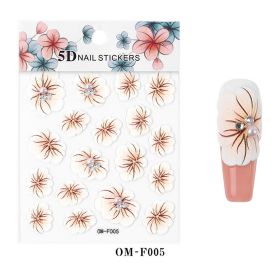 1 piece 2021 new technology thin transparent three-dimensional embossed flower system nail stickers 5D adhesive nail stickers embossed (design: OM-F005)