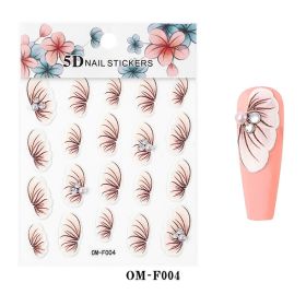 1 piece 2021 new technology thin transparent three-dimensional embossed flower system nail stickers 5D adhesive nail stickers embossed (design: OM-F004)