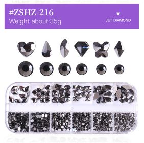 1 Box Different Shape Nail Stones 3D DIY Nail Art Crystal  Diamond Decoration Rhinestone (Color: #ZSHZ-216)