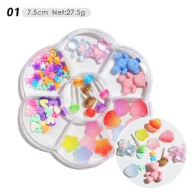 1 Box Nail Jewelry  Flower Bow Aurora Patch Bear Rhinestone Pearl Mixed Nail Decoration Drill Sequins (design: 1)