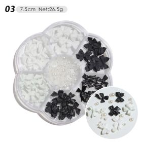 1 Box Nail Jewelry  Flower Bow Aurora Patch Bear Rhinestone Pearl Mixed Nail Decoration Drill Sequins (design: 3)