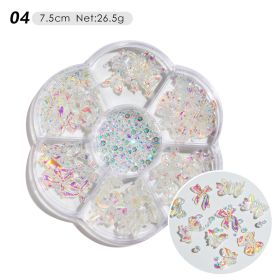 1 Box Nail Jewelry  Flower Bow Aurora Patch Bear Rhinestone Pearl Mixed Nail Decoration Drill Sequins (design: 4)