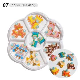 1 Box Nail Jewelry  Flower Bow Aurora Patch Bear Rhinestone Pearl Mixed Nail Decoration Drill Sequins (design: 7)