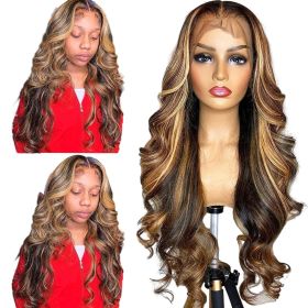 Lace Front Wigs Human Hair Pre Plucked HD Body Wave Lace Front Wigs (Color: Brown, size: 30in)