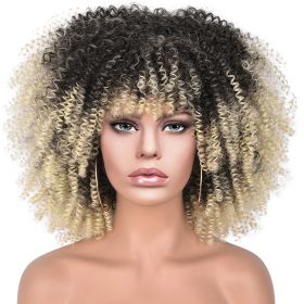 15Inch Curly Wigs for Black Women Afro Bomb Curly Wig (Color: Black&Light Gold)