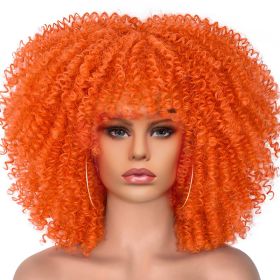 15Inch Curly Wigs for Black Women Afro Bomb Curly Wig (Color: Orange)