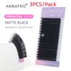 ANNAFRIS 3PCS/Pack 16 Rows Volume Classic Eyelash Extension C D Curl All Size Matte Black Individual False Eye Lashes Extension Salon Use Natural Soft